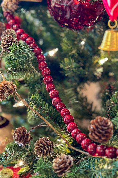 Wood Bead Garland 9' Burgundy