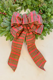 Hand Tied Classic Red Plaid Bow 11" W x 23" L