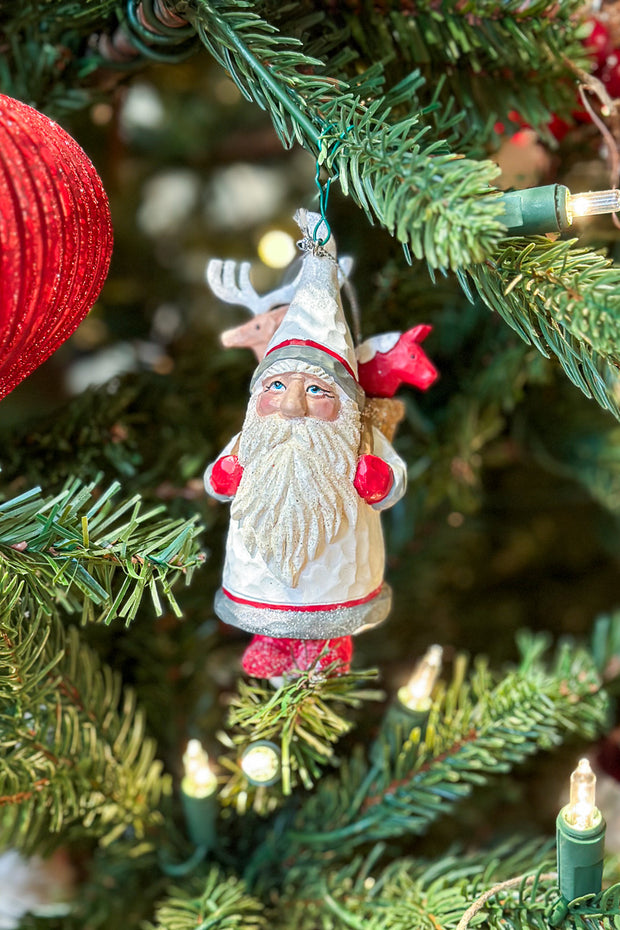 Santa with Reindeer and Horse Ornament