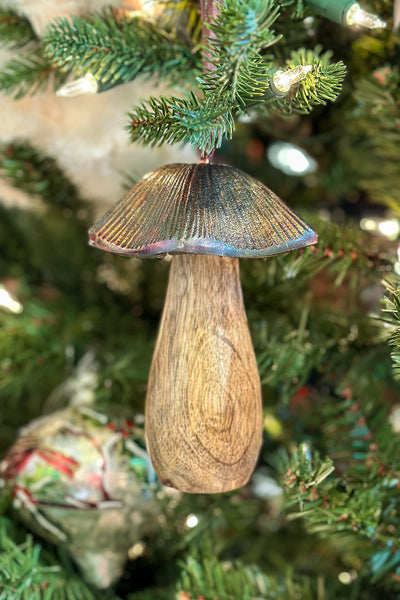 Ironwood Mushroom with Sheer Hanger or Tabletop Brown