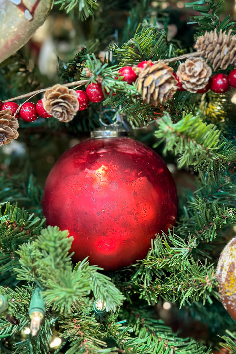 Snowflake Glass Ball Ornament 5" Matte Red