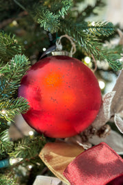 Snowflake Glass Ball Ornament 5" Matte Red