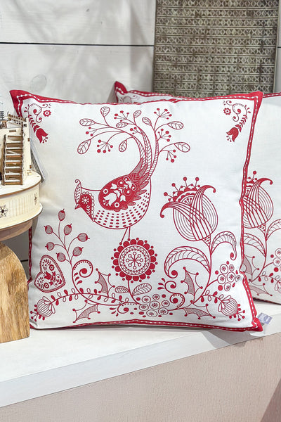 Cardinal Print Canvas Pillow 16" Red/White