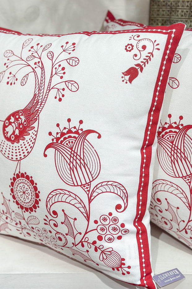 Cardinal Print Canvas Pillow 16" Red/White