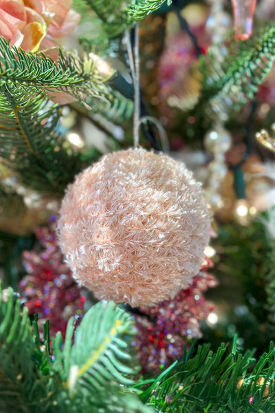 Fluff Ball Ornament 3" Pink