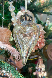 Glass Heart Ornament with Velvet Ribbon