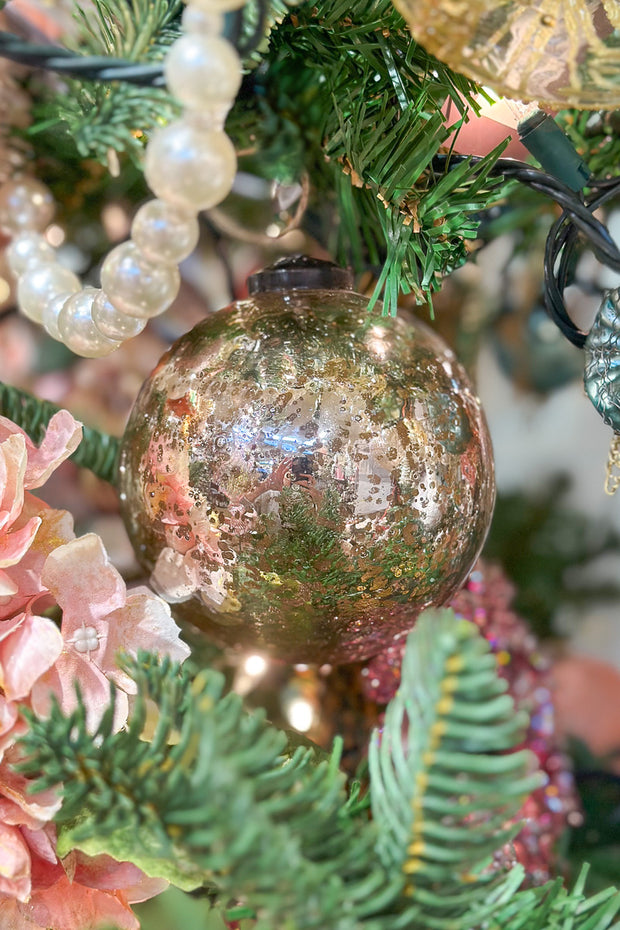 Antique Glass Ball Ornament 4" Pink