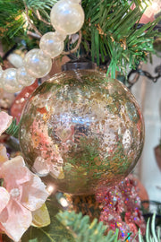 Antique Glass Ball Ornament 4" Pink