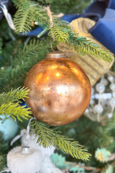 Antique Glass Ball Ornament 4" Burnt Orange