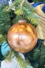 Antique Glass Ball Ornament 4" Burnt Orange