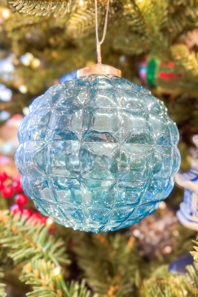 ORN MERC GLASS BALL BLUE 5"