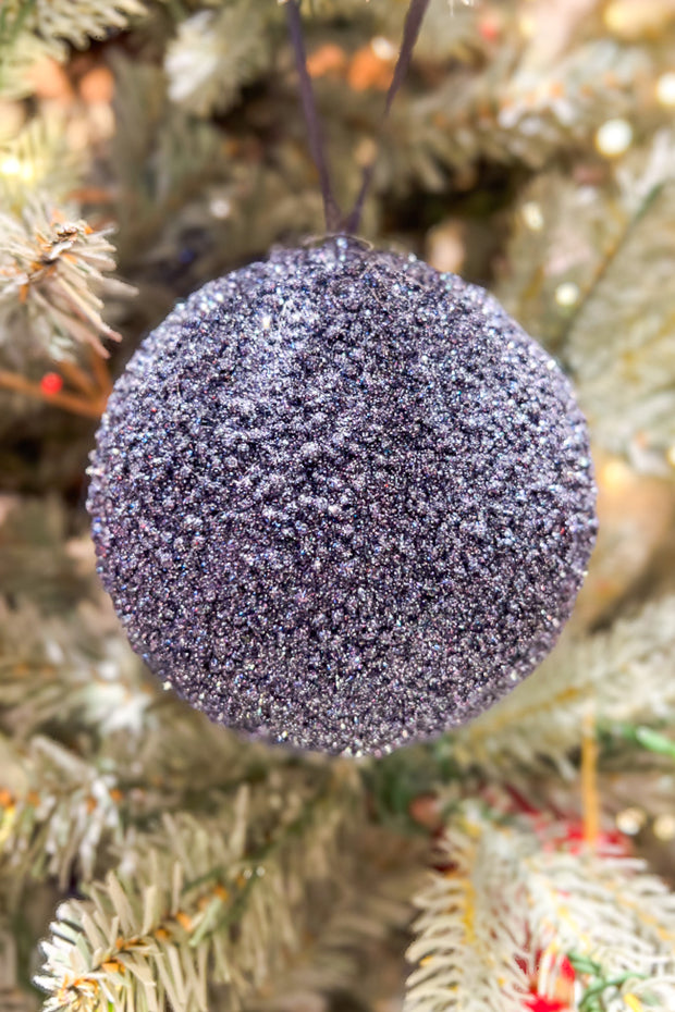 Iridescent Glitter Ball Ornament 4" Navy