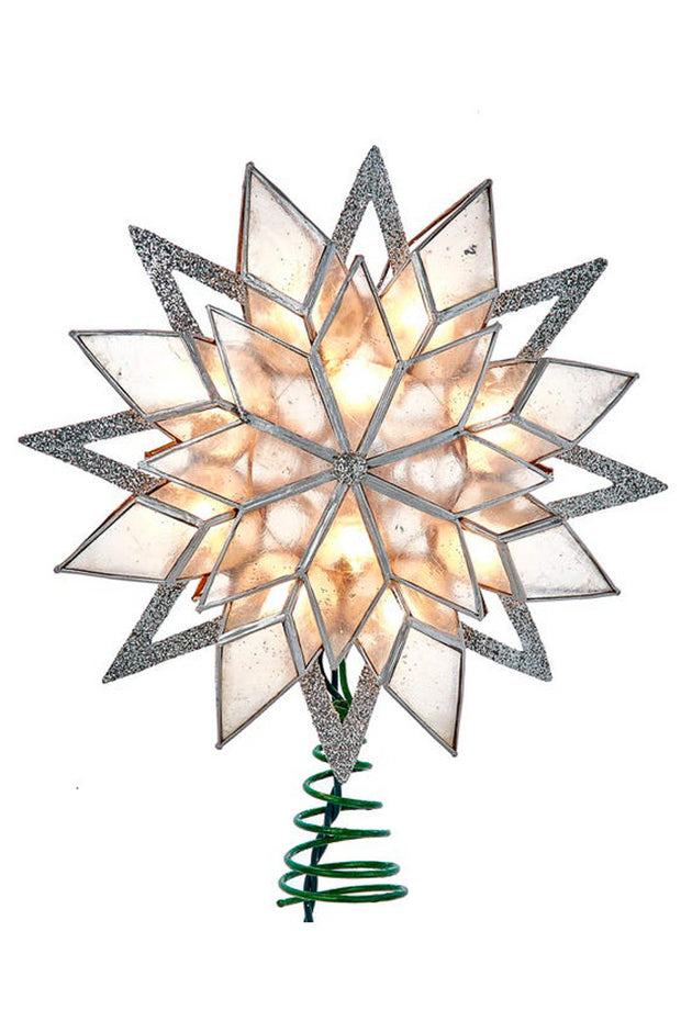 UL 10-Light Silver Glittered Capiz Star 9.5" Tree Topper