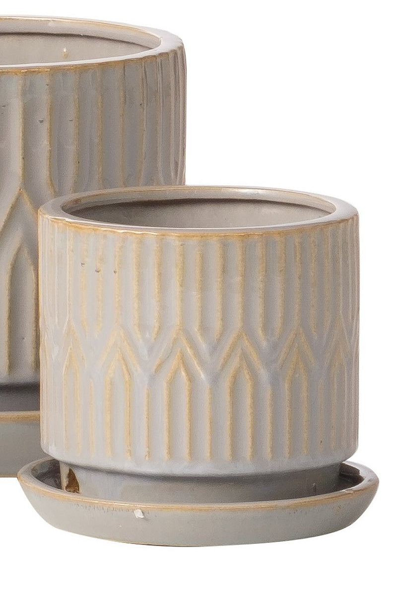 Alfresco Cathedral Petits Pot with Saucer 5.5" Grey Mist