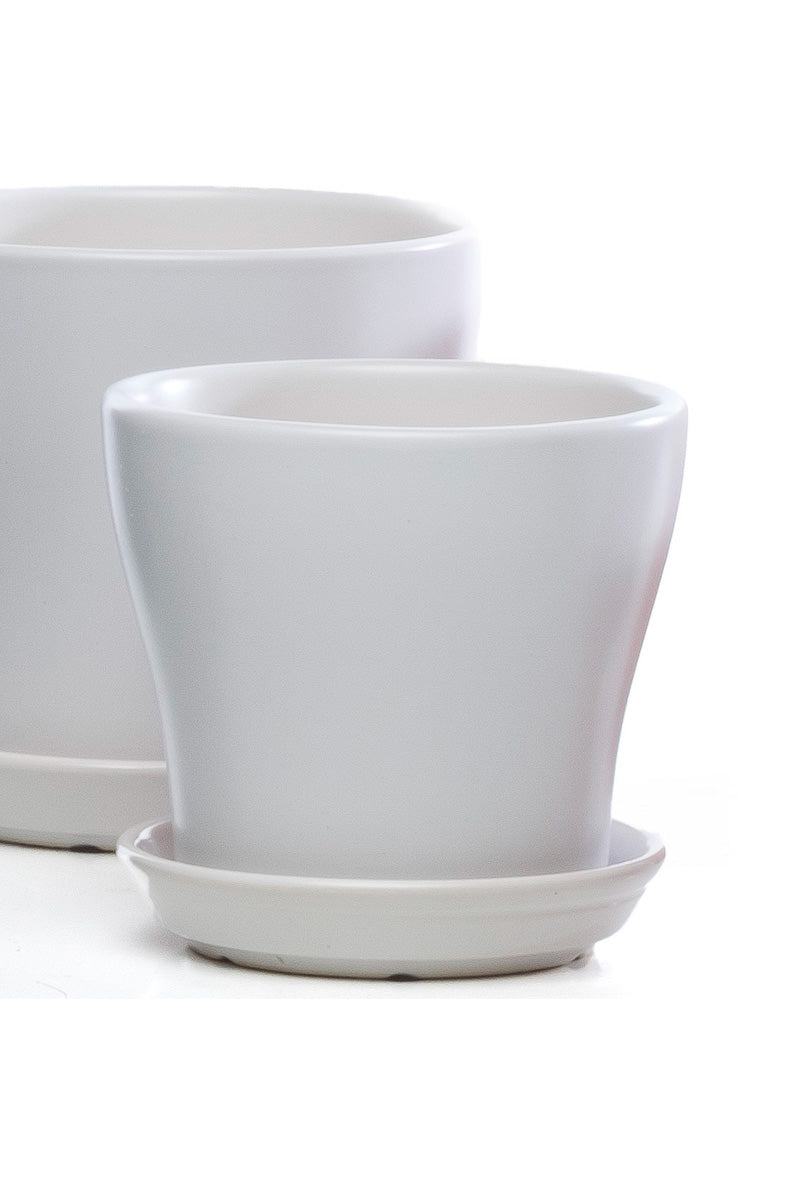 Alfresco City Center Petits Pot with Saucer 6" Matte White