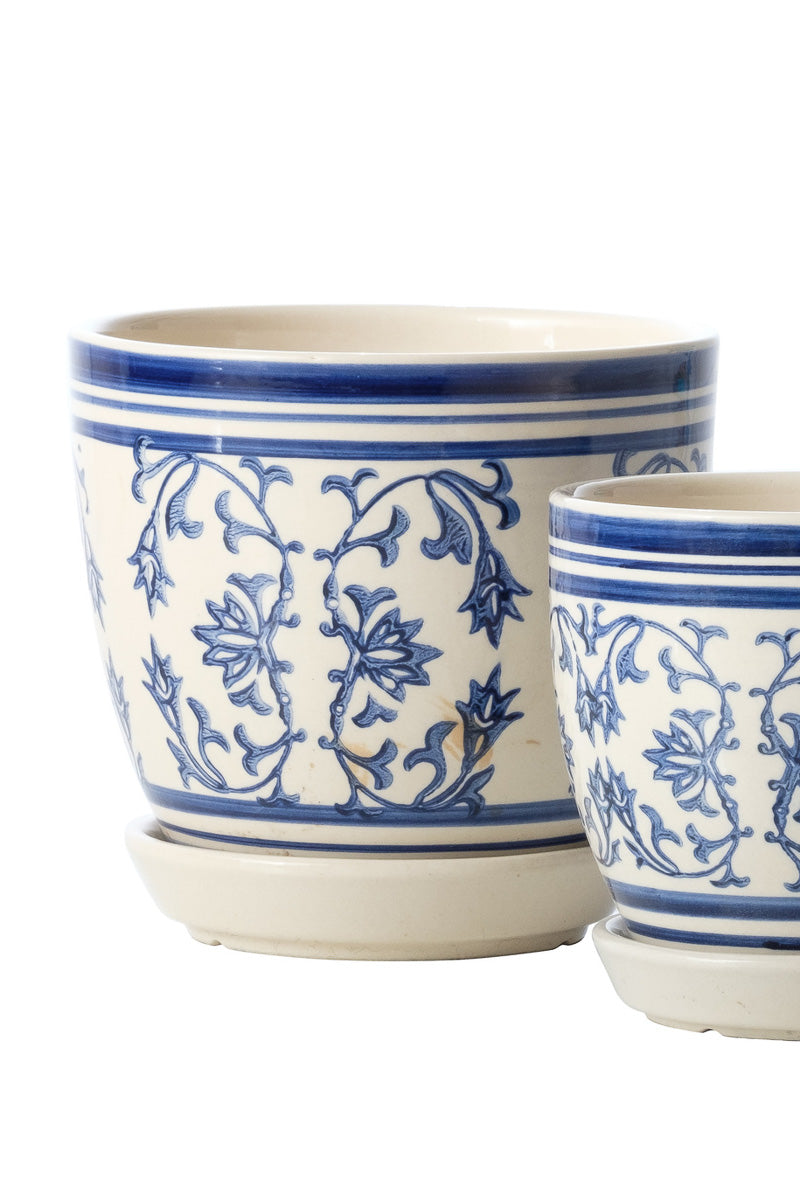 Alfresco Cadalso Petits Pot with Saucer 6.75" Blue