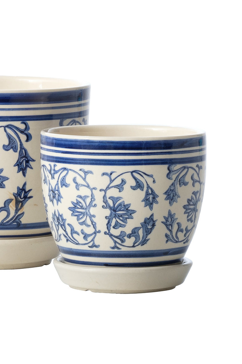 Alfresco Cadalso Petits Pot with Saucer 5.75" Blue