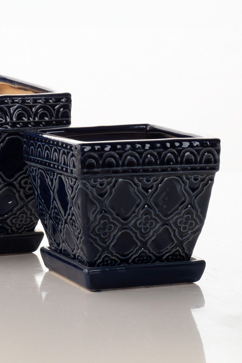 Alfresco Stampa Quadra Petits Pot with Saucer 5.75"