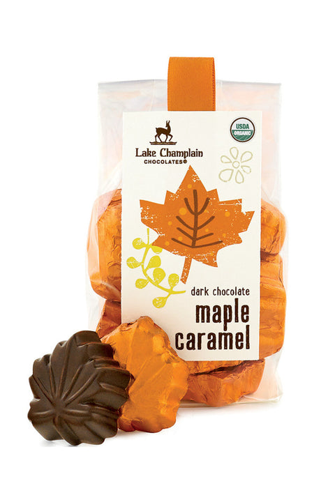 Lake Champlain Halloween Caramel Maple Leaves Dark Chocolate