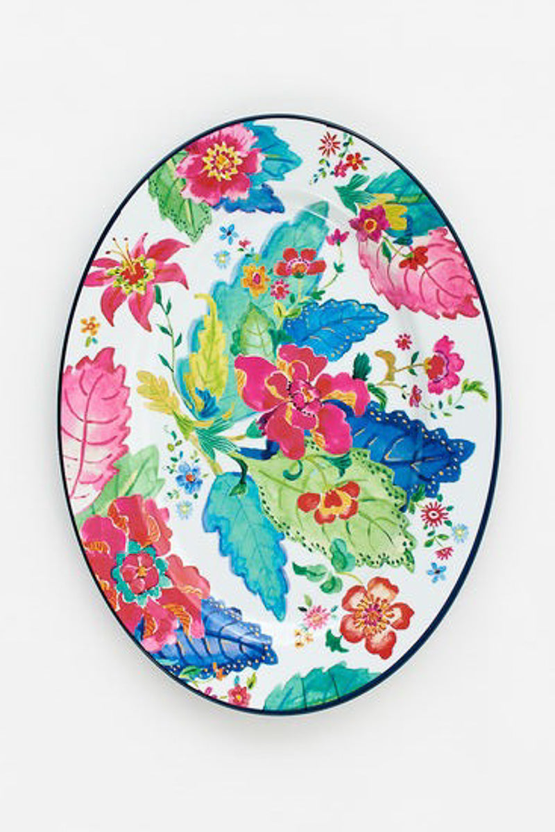 Tobacco Leaf "Enamel" Oval Platter 17"