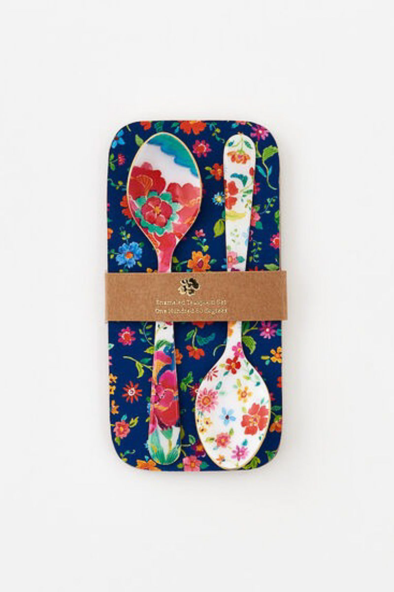 Tobacco Leaf Spoon Gift Card Set of 2 Stainless Steel 5.25"