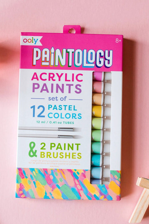 Paintology Acrylic Paints with 2 Brushes Pastel