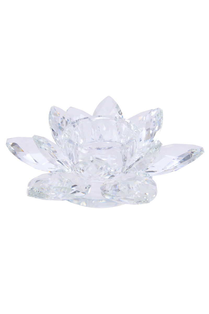 Tea Light Holder Crystal Glass Flower