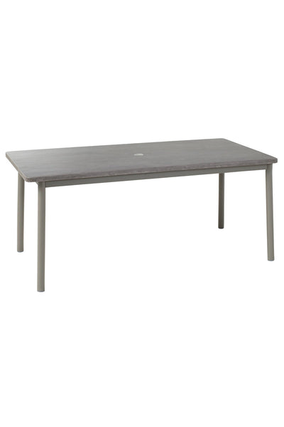 Alfresco Bijou Light Weight Concrete Top Aluminum Frame Dining Table with Umbrella Hole 71"