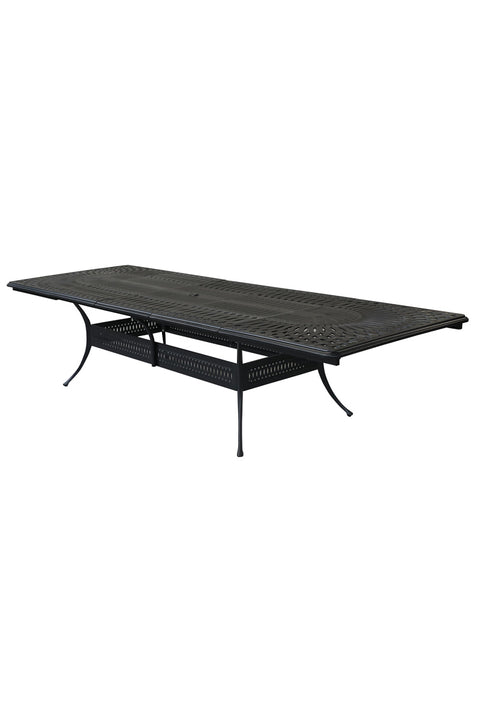 Alfresco Toscana Die Cast Aluminum Dining Table with Umbrella Hole 108" x 132"