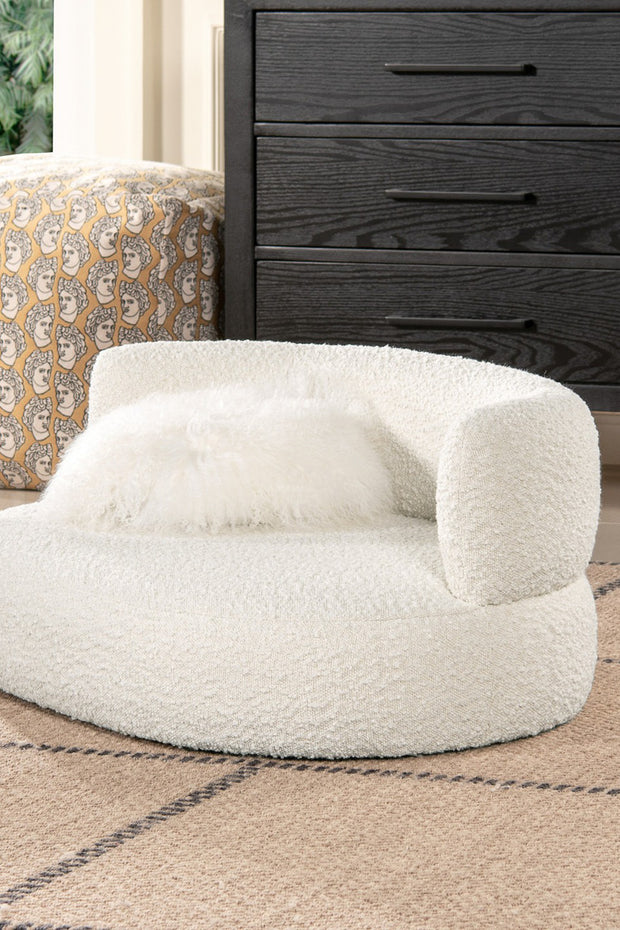 Shep Curved Dog Sofa Bed 36" Ivory White Boucle