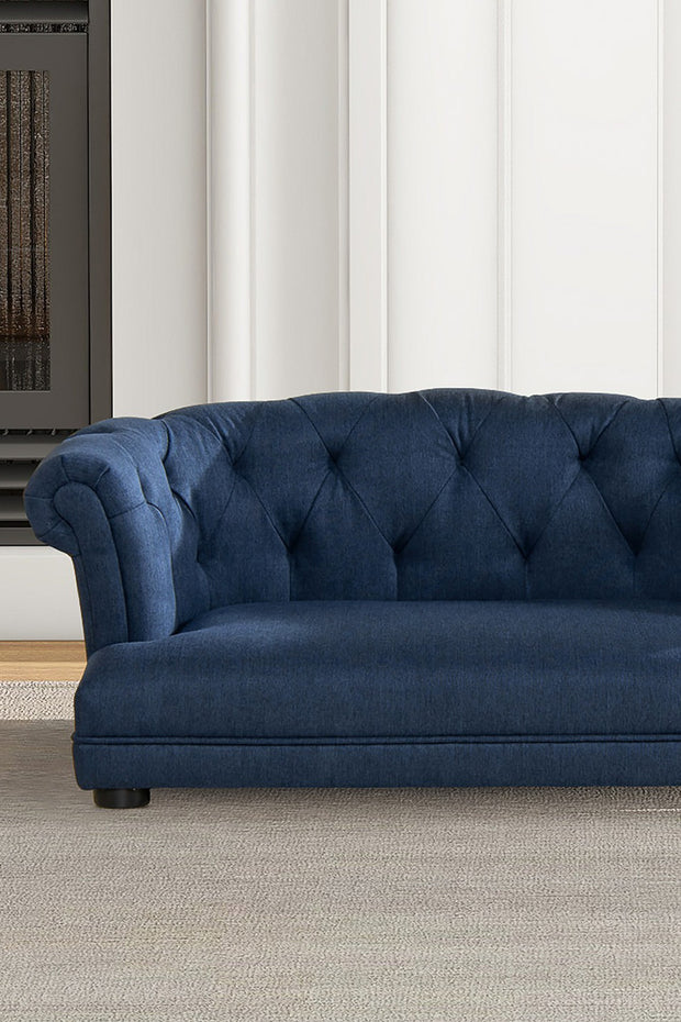 Kiki Chesterfield Dog Sofa Bed 36.5" Pacific Blue