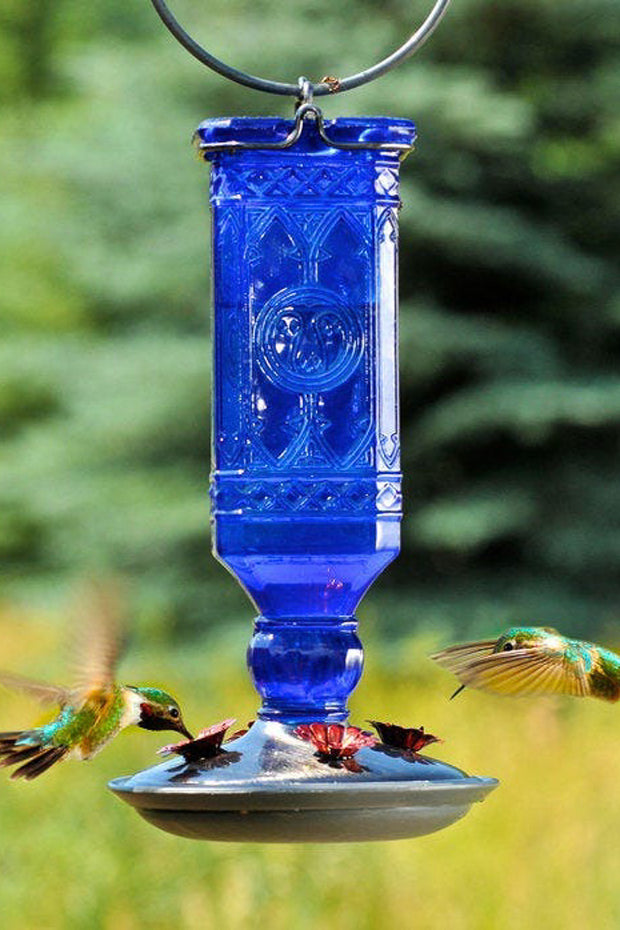 Perky-Pet Antique Bottle Hummingbird Feeder Cobalt Blue 16 oz