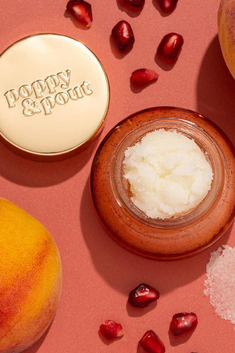 Poppy & Pout Lip Scrub Pomegranate Peach