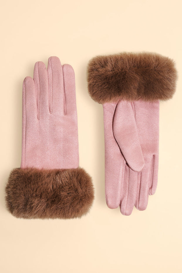 Powder Design Faux Fur Cuff Gloves Bettina Two Tone Petal & Teddy