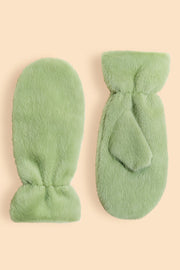 Powder Design Fluffy Teddy Mittens Sage