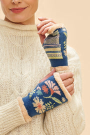 Powder Design Ladies Wrist Warmers Denim Floral Watercolour