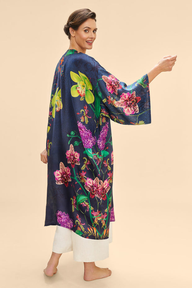 Powder Design Kimono Gown Exotic Evening in Ink