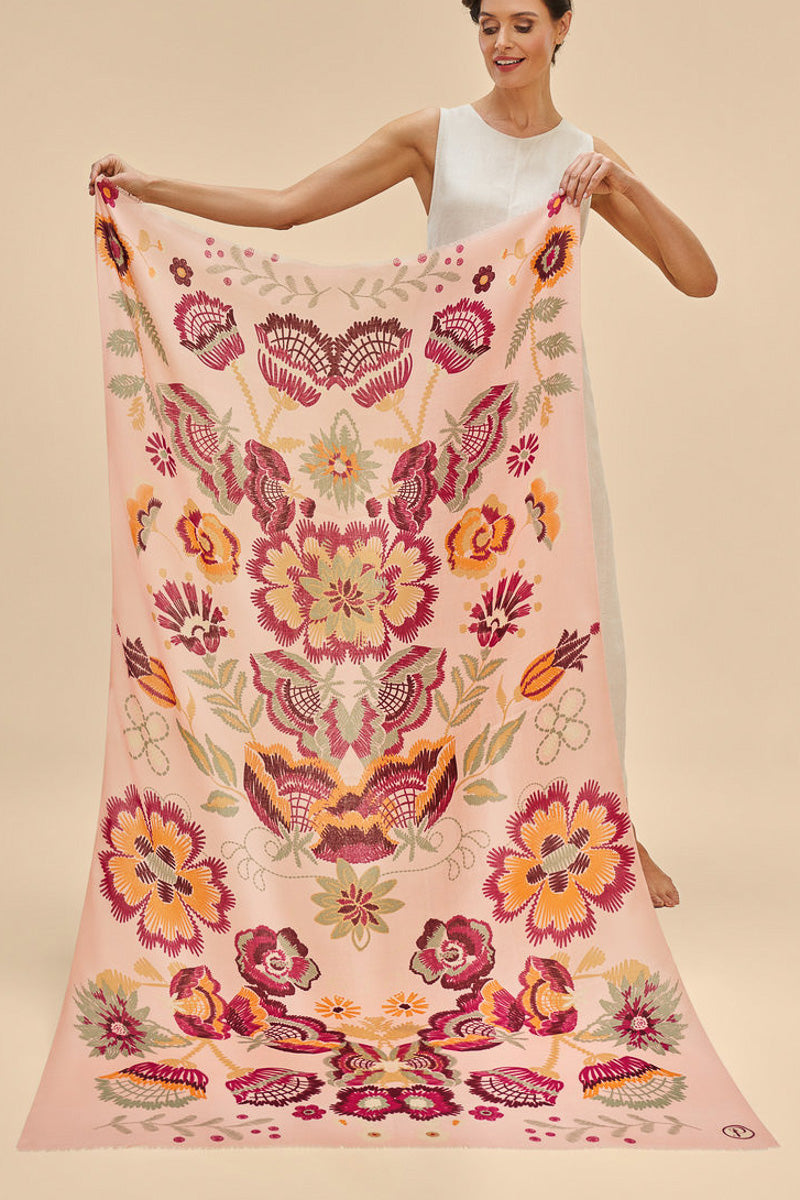 Powder Design Printed Floral Symmetry Scarf Pink