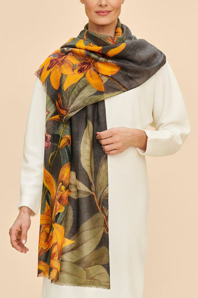 Powder Design Wool Wrap Scarf Botany Bliss in Charcoal