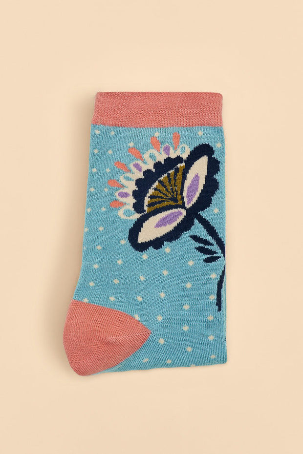 Powder Design Women's Ankle Socks Scandinavian Stems Ice Blue