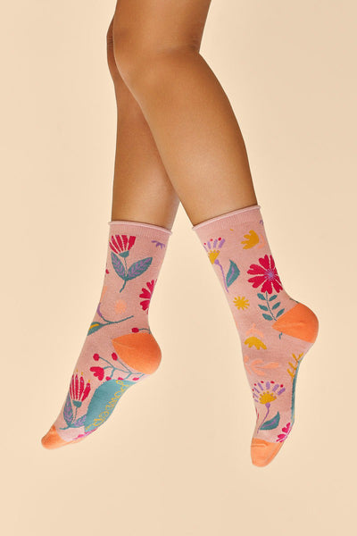 Powder Design Women's Ankle Socks Watercolour Flowers Petel