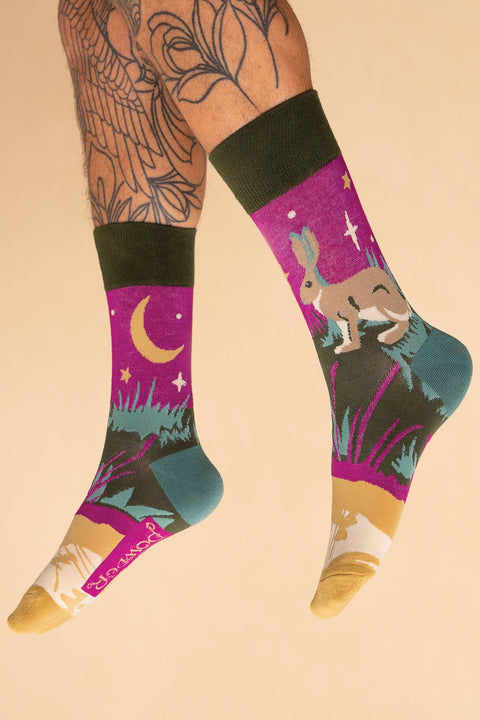 Powder Design Men's Socks Hare Scene