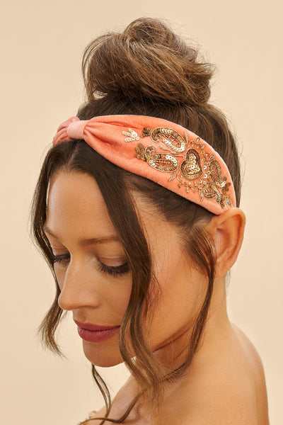 Powder Design Embellished Headband Coral Heart