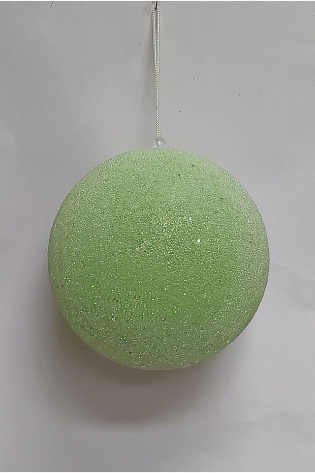 Glitter Beaded Ball Ornament 6" Green