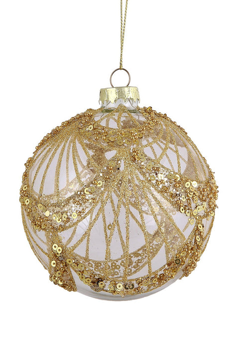 Beaded Festoon Ball Ornament 4" CKGO