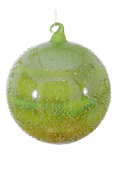 Glass Beaded Ball Ornament 4.75" Green