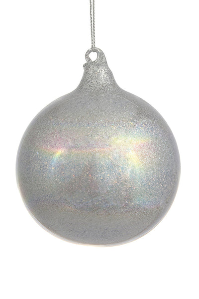 Multi Glitter Glass Ball Ornament 4" Silver