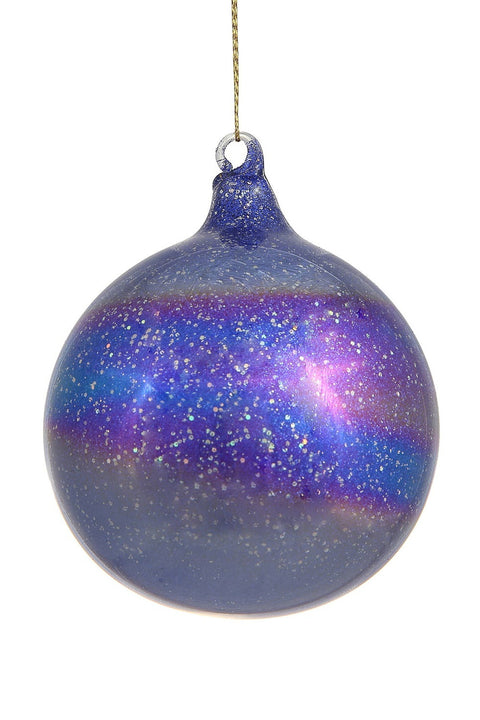 Multi Glitter Glass Ball Ornament 4" Multi Blue