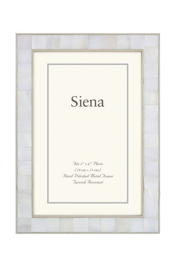 Siena Cast Silver Mother Of Pearl Silverplate Frame 4 x 6
