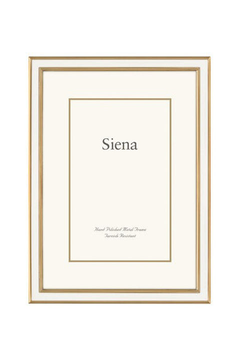 Siena Narrow Enameled Silverplate Frame White with Gold 4 x 6